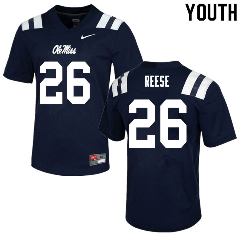 Youth #26 Otis Reese Ole Miss Rebels College Football Jerseys Sale-Navy